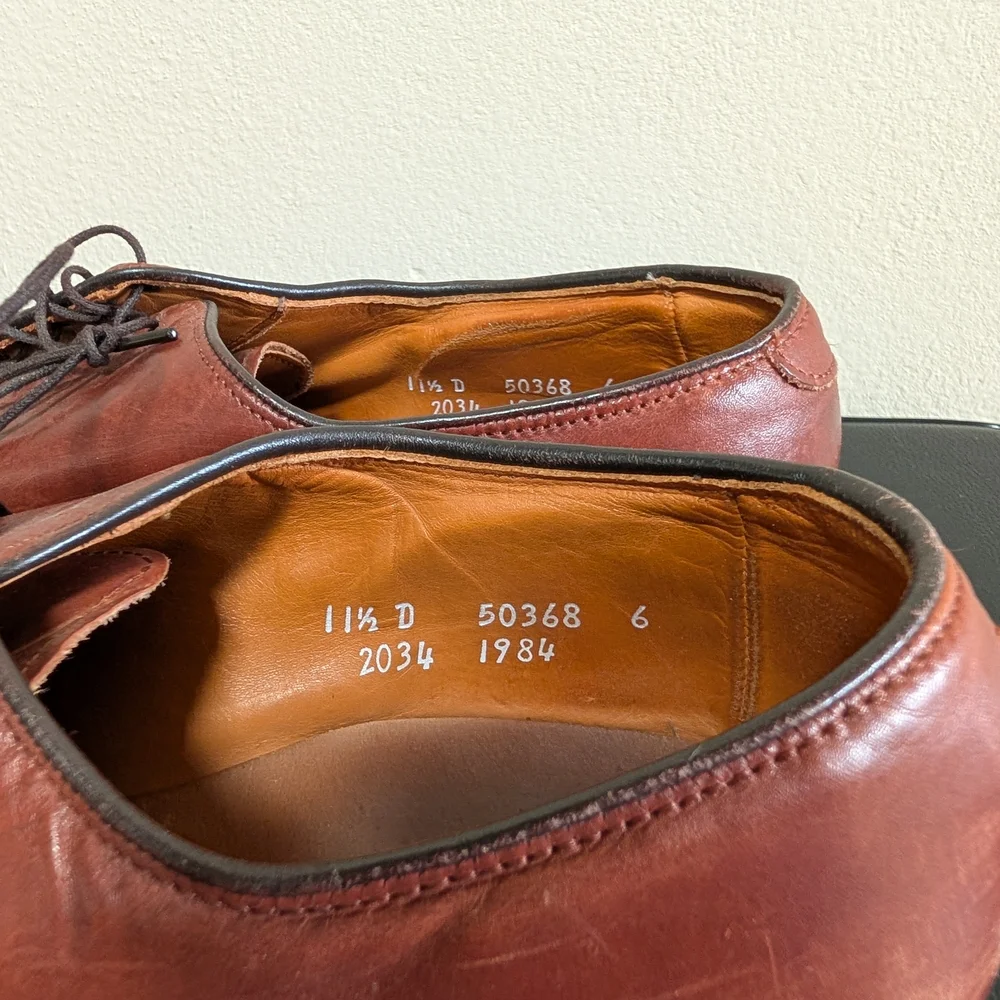 Allen‎ Edmonds Byron Cap Toe Oxford Shoes Men’s 11.5D Brown Leather USA Made